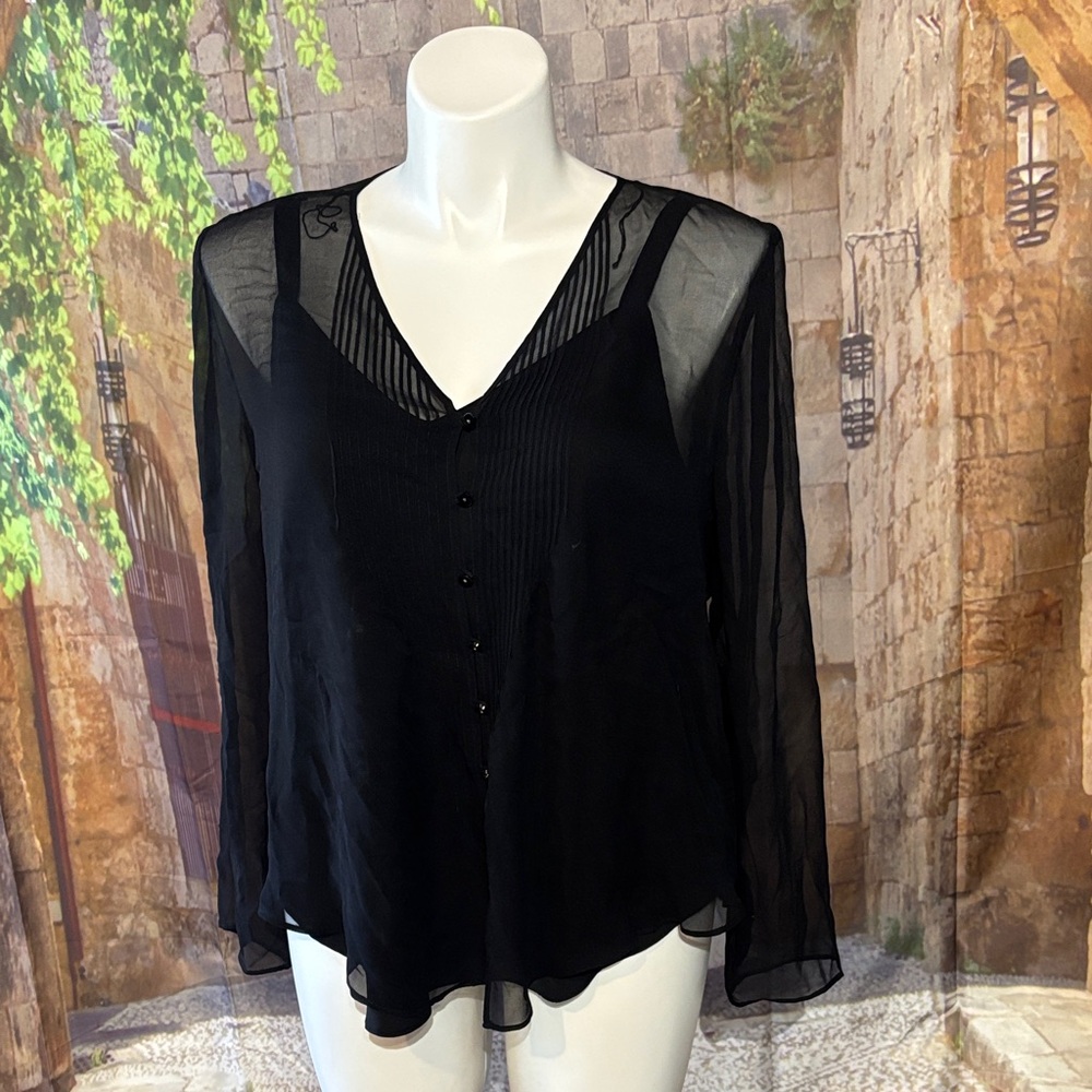 Coldwater Creek Black Sheer Blouse with Cami